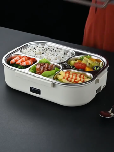 Electric Insulated Lunch Box Portable Waterless Heated Stainless Steel 5 Slot Lunch Box With Bag Set