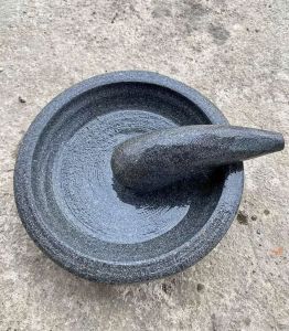 Cobek bubut batu gunung asli 100% free ulekan 26.cm