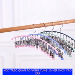 Móc Treo Đồ Lót Tất Quần Áo Trẻ Nhỏ Có Khóa Chống Gió10 Móc Kẹp Bằng Inox Sơn Tĩnh Điện Cứng Cáp