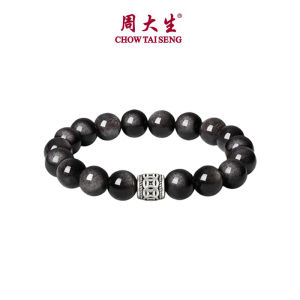 CTS S925 Silver Obsidian Blessing Charm Beaded Mens Bracelet CHOW TAI SENG 周大生 S0W900715CH S0W900716CH S0W900717CH