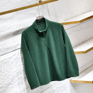 Áo Khoác Nam Mùa Thu Đông Mềm Mại Thoáng Khí Cổ Đứng Có Khóa Kéo Dài Tay Áo Dài Thường Ngày Chất Liệu Polyester Màu Trơn