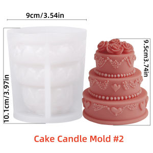 3D Rose Cake Shape Candle Silicone Mold Handmade Birthday Cake Scented Candle Making Mold DIY Valentines Day Decoration Gift