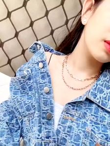 Kalung Wanita Rantai Paperclip choker Titanium Premium RoseGold Anti Karat fashion korea elegan