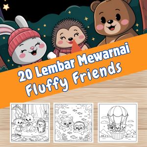 Kertas Gambar Mewarnai FLUFFY FRIENDS & Kertas Mewarnai A4 A5