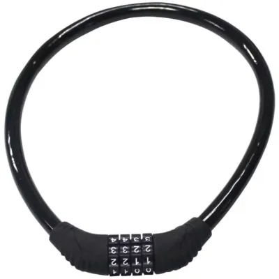 4-Digit Combination Bike Cable Lock – Anti-Theft Bicycle/MTB/Road/Scooter Lock 60cm Long Cycling Accessories (Black)