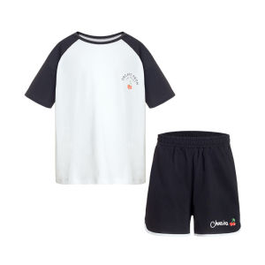 Aimixing Girls Cotton Sleepwear Set Summer Short Sleeve Shorts Home Clothes Anti-bacterial Comfortable Breathable Cute Kids