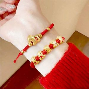 Lucky Pony Charm Red Rope Bracelet Zodiac Horse Beads Chinese Style Woven Bracelet Handmade 2026 New Year Gift Couple Braided Bracelet