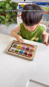 Đồ chơi giáo dục bảng mê cung học màu sắc thông minh bằng gỗ