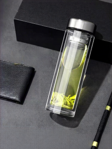 YOUFEISI | Double Layer Smart Temperature Measuring Tea Water Separation Portable Cup