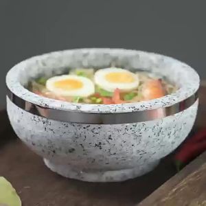 หม้อหินธรรมชาติ ชามหิน จานหินบิบิมบับ สไตล์เกาหลี ชามบิบิมบับ ใช้ในเชิงพาณิชย์ ดินเผาบาร์บีคิว ดินเหนียวหยาบหนา หม้อดินใช้ในบ้าน