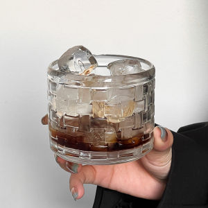 Retro Stackable Glass Cup Coffee Cup Latte Cup Water Cup Beverage Cup Whiskey Glass Cup Foreign Liquor Cup Nordic Style Ins Wind