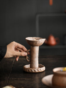 Zen Style Old Rock Mud Ceramic Tea Accessories Vintage Candle Stand