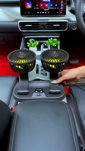 Quạt Đôi Mini Làm Mát Trên Ô Tô Xoay 360 Độ Điều Chỉnh Tốc Độ Gió Cho Xe Hơi