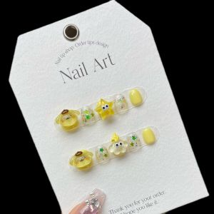Childrens Handmade Wearable Short Nail Art Stickers Girls Cartoon Cute Cartoon Nail Tips False Nails Easy to Wear And Remove