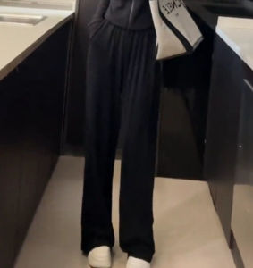 Spring Autumn 2025 Womens Casual Hoodie Set Wide Leg Pants Running Sport Two Piece Set Polyester Fiber Long Sleeve Zipper