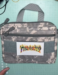 Patch_Velcro dán in Thrasher viền thêu tinh xảocó mặt gai dán lên quần áo balo