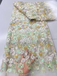 Vải Ren Thêu Lưới Pháp Sang Trọng Đính Kim Tuyến Dùng Cho Váy Cưới Phong Cách Nigeria Châu Phi Thời Trang May Mặc 2026