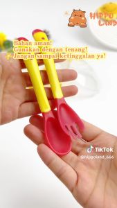 Sendok Garpu Silicone Alat Makan MPASI Silikon Sensor Tahan Panas