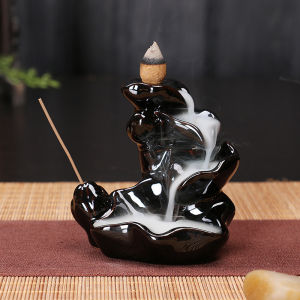 Lọ Đốt Trầm Ngược Dòng Gốm Sứ Đen Nhỏ Hình Bàn Tay Phật Đế Đốt Trầm Hình Sen Đỏ Kèm Giá Đỡ Nón Trầm Hương Dùng Cho Trị Liệu Hương Thơm Và Trang Trí Nhà Cửa