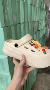 [HCM] E983+5 Dép Cross Nữ đế bánh mì cao 5f sticker thức ăn siêu cute chất EVA nhẹ chống trơn trượt mẫu mới🥖🥮🍦