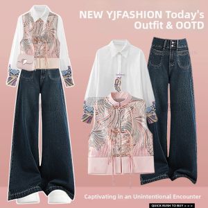 YINGKETUO | Plus Size Stylish Chinese Fusion Shirt