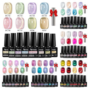 Bộ Sơn Gel Móng Tay Mắt Mèo Holographic 9 Màu Lấp Lánh Có Thể Làm Sạch Bằng Đèn UV Bán Vĩnh Cửu Dùng Cho Tại Nhà Và Salon 7ml/chai