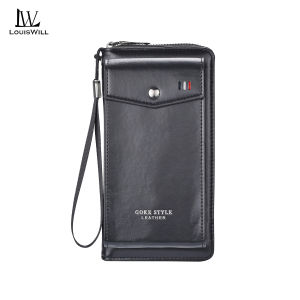 LouisWill Mens Long Wallet Retro Soft PU Wallet Multi-Functional Large Capacity Purse Multi-Card Position ID Credit Cards Holders Coins Pouch Casual Long Coin Purse Handbag