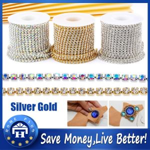 【Local delivery】 2mm AB Crystal Rhinestone Cup Chain Silver/Gold Based Claw for Party Dinner Sew on Dress Trim ZJJ-Crystal-Chain-Silver