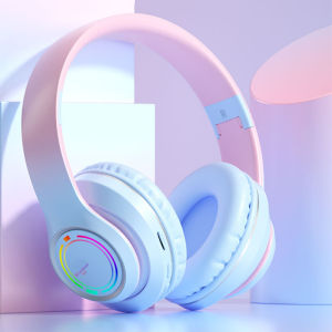 Wireless Bluetooth Headphones Childrens Multi-color Light Headsets with Microphone can be Inserted SD Card HIFi Stereo Earphone