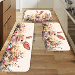 VIKAMA Easter Bunny Egg Carpet Colorful Spring Home Decoration Soft Warm Machine Washable Decorative Carpet