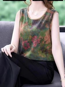 Áo Vest-phong Cách Cho Các Bà Mẹ Trung Niên Mặc Hai Chiều 2024 Mới Mặc Bên Trong Và Bên Ngoài Với Giấm Lụa Thật Mùa Hè