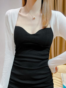 Ice Silk Mini Shawl Outerwear for Summer with Skirt Coordination Strap Dress High-End Feeling Sun Protection