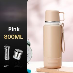 Anti-Fall Large Capacity Insulated Water Bottle Modern Simple Style Stainless Steel Cup for Students Going to School Men Women