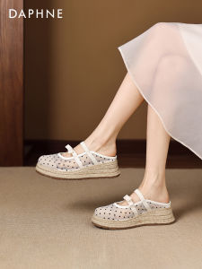 Daphne | New Summer Dots Peasants Half-Slip Slope Heel Slippers
