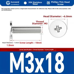 GUWANJI | 304 Stainless Steel Flat Head Screw
