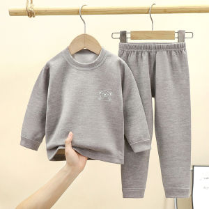 Childrens Warm Fleece Underwear Set Autumn Winter Red