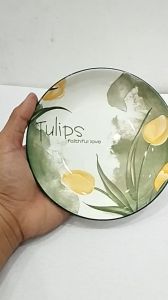 (mua 10c tặng 1c cùng loại) dĩa sứ tròn hoa tulip dĩa sứ trắng nhiều size 12.5cm 15cm  17.7cm  20cm  22.5cm dĩa bóng đẹp hoa văn tulip sang trọng