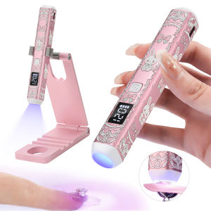 5-in-1 Cute Rabbit UV Nail Lamp Stand Rechargeable LED Light with 3 Timer Modes Foldable Stand for Cat Eye & Rhinestone Nails