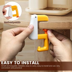 1-5PCS Thinking Duck S Shape Hooks Convenient Foldable Handbag Schoolbag Hanger Adjustable Office School Desk Side Hanging Hooks