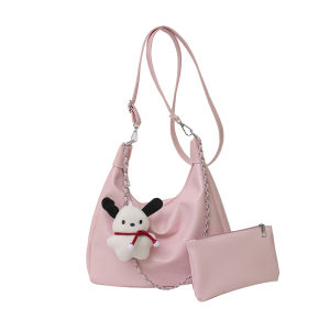 Fashionable Minimalist Womens Shoulder Bag 2024 New Chain Crossbody Bag Large Capacity Youth Casual Handbag PU Material