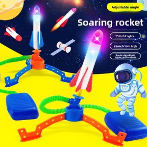 JIFANPAUL | Childrens Outdoor Rocket Movement Toy Flashing Projectile Air Pressure Pedal Launcher