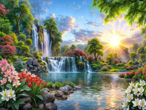 Jigsaw Puzzle for Adults 500/1000/1200/2000PCS Waterfall Sunset Scenery DIY Craft Home Wall Decoration Gift Idea