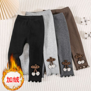 Quần Dài Lót Lông Cừu Mỏng Cho Bé Gái Mùa Thu Đông Phong Cách Hàn Quốc Quần Dài Trẻ Em Một Mảnh Quần Dài Thường Ngày Cho Bé Gái