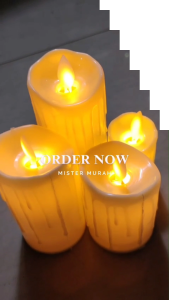 Lilin LED Sumbu Goyang Meleleh Lampu Pesta Dekorasi Ulangtahun (Tinggi 6.8cm Diameter 3.5cm) putih