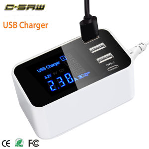 C-SAW 4 Ports Led Display Type C USB Charger For Android iPhone USB Adapter Socket Fast Charger For xiaomi huawei samsung