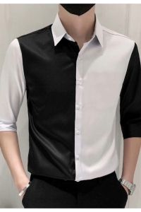 Áo sơ mi Áo sơ mi nam phối màu đặc sắc chất liệu Poplin co giãn nhẹ không phai màu dáng ôm body mã N40.