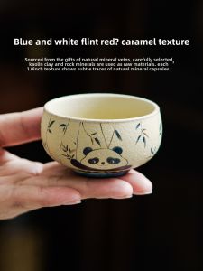 JISU | Elegant Blue And White Fire Red Ceramic Tea Cup For Ladies