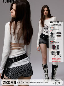 Áo Thun Dài Tay Hở Lưng in Hình Mèo 1JINN STUDIO Dành Cho Nữ Dáng Ôm Vừa Vặn Cổ Tròn Tay Dài Mùa Thu Cotton Polyester