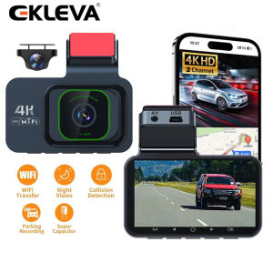 EKLEVA 2 Channel Car DVR UHD 4K Dual Channel Dash Cam Front and Rear Car DVRs Recorder Video Registrator Dashcam Camcorder