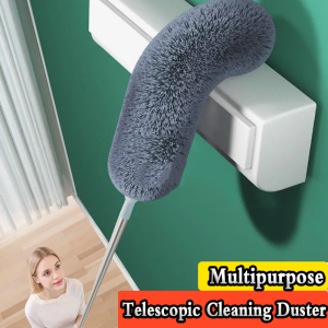 Telescopic Cleaning Duster Microfiber Brushes Ceiling Fan Duster Ceiling Cleaning Brush Household Dust Clean Remover Bendable Head Replaceable Adjustable 天花板除尘器